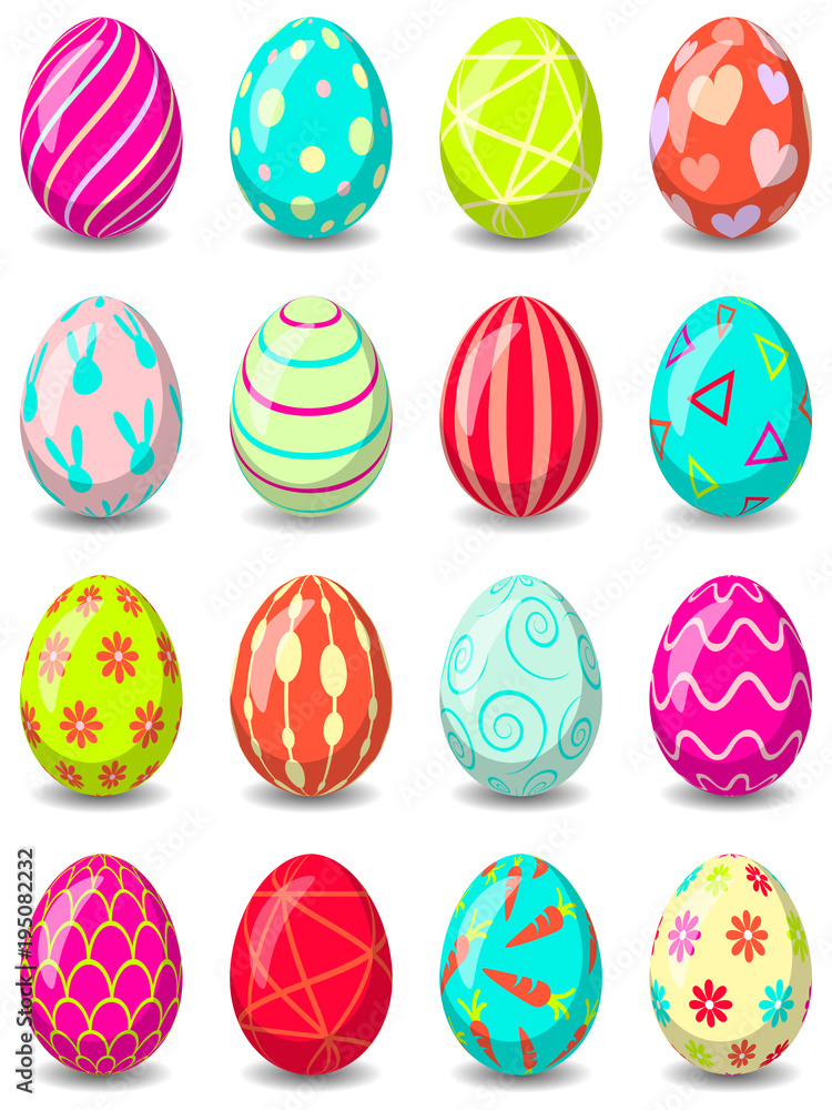 Ostern Eier Ostereier Set bunt isoliert Stock Vector | Adobe Stock