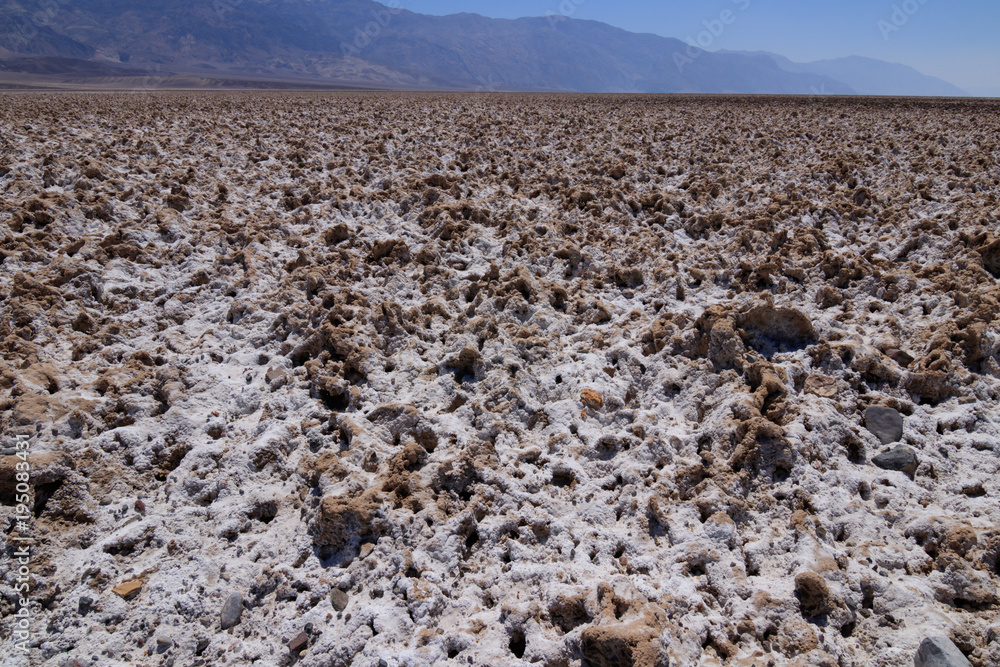 Close up of Salt Flat in Badwater Basin in Death Valley National Park (One of hottest places in the world), California , USA.