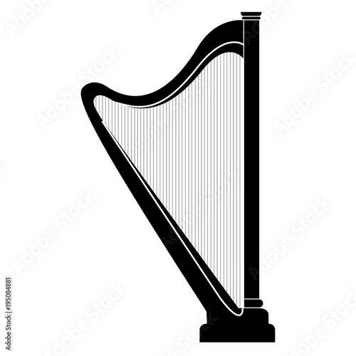 Murais de parede Isolated harp icon. Musical instrument