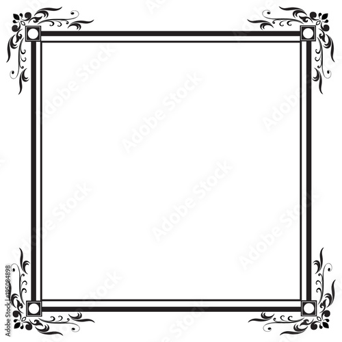 Decorative frame and border, Square, Black and white, Vector illustration