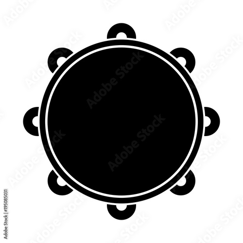 Canvas Print Isolated tambourine icon. Musical instrument