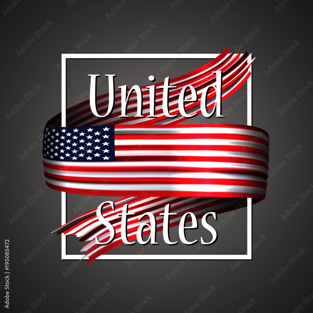 United States of America flag. Official national colors. USA. 3d realistic ribbon. Waving vector patriotic glory flag stripe sign. Vector illustration background. 4th July independence day. United States of America flag. Official national colors. USA. 3d realistic ribbon. Waving vector patriotic glory flag stripe sign. Vector illustration background. 4th July independence day.