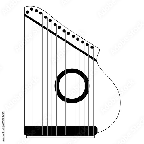 Isolated zither icon. Musical instrument photo