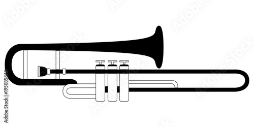 Isolated trombone icon. Musical instrument