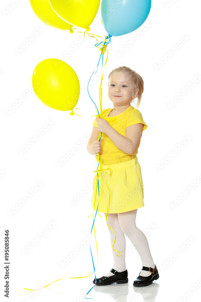 Little girl with balloons. Little girl with balloons.