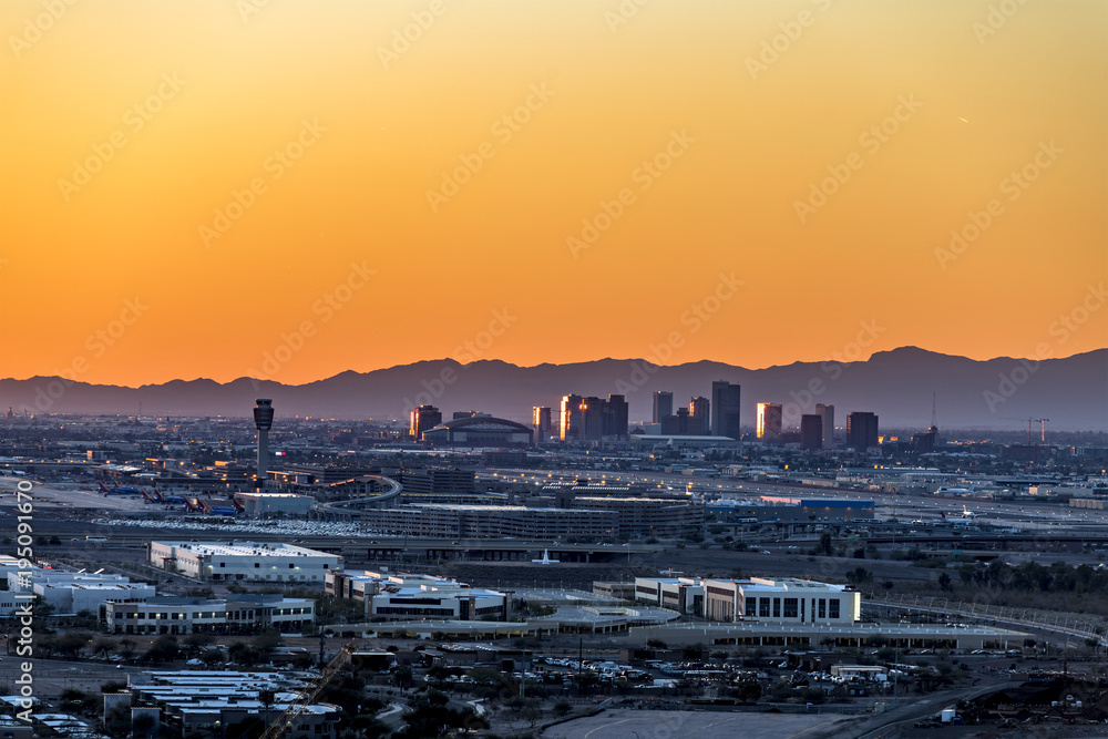 Phoenix Arizona City Overlook at sunset
