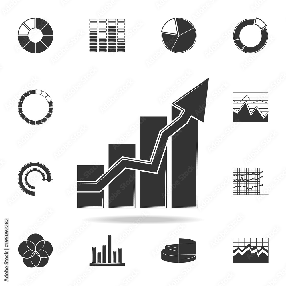 Colomn graph with Up Diagramma Icon. Detailed set of Trend diagram and ...