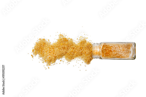 shangnai seasoning. spilled Chinese spice mix. Isolated on a white background. top view, flat lay