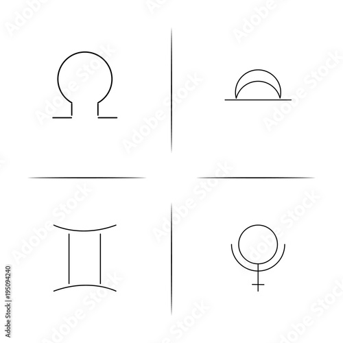 Astrology simple linear icon set.Simple outline icons