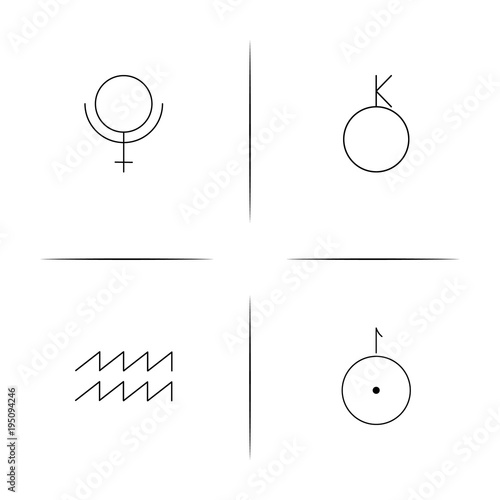 Astrology simple linear icon set.Simple outline icons