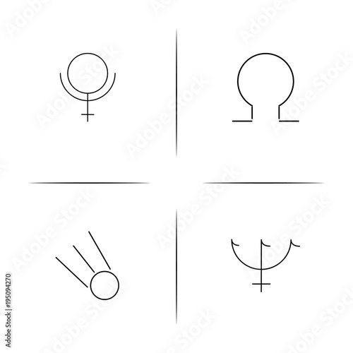 Astrology simple linear icon set.Simple outline icons