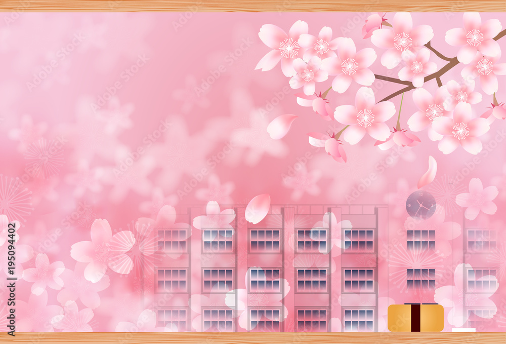 桜　春　黒板　背景 
