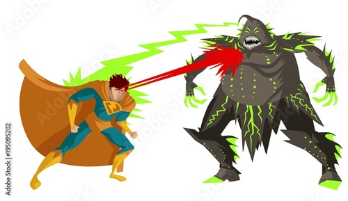 superhero fighting an evil sea monster