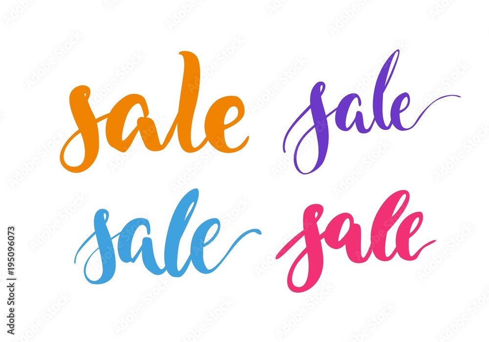 Set lettering, sale, multicolor, isolated. Collection of inscriptions about annual sellout for fair, markets, shops. Vector illustration Set lettering, sale, multicolor, isolated. Collection of inscriptions about annual sellout for fair, markets, shops. Vector illustration