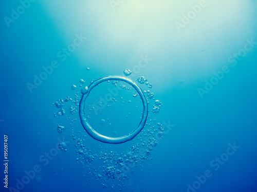 Ring bubbles with blue background