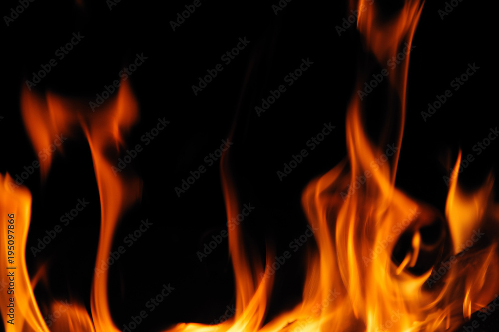 burning fire flame on the black background burning fire flame on the black background