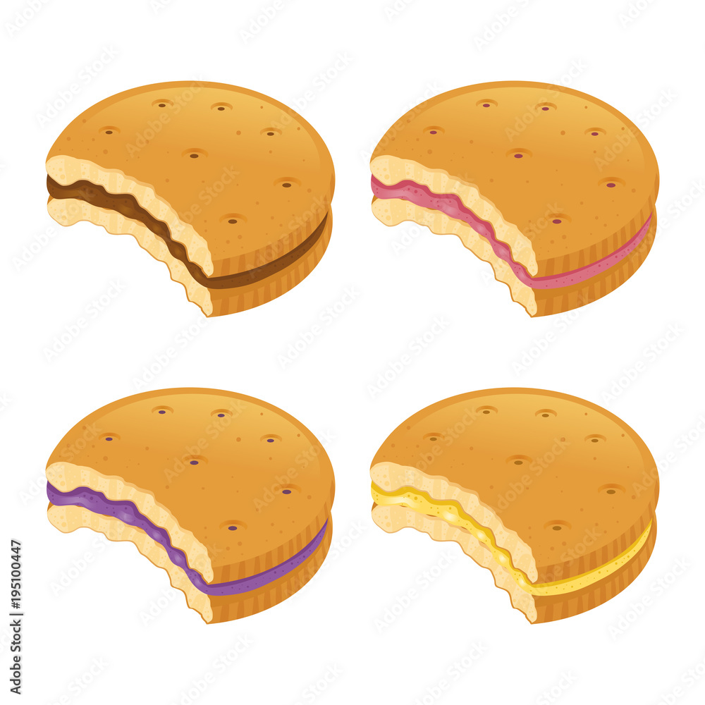 Bitten Cookies With Various Cream Flavor Bitten Cookies With Various Cream Flavor