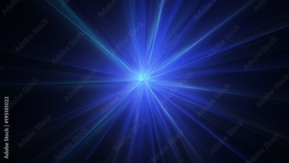 Blue radial light rays abstract background