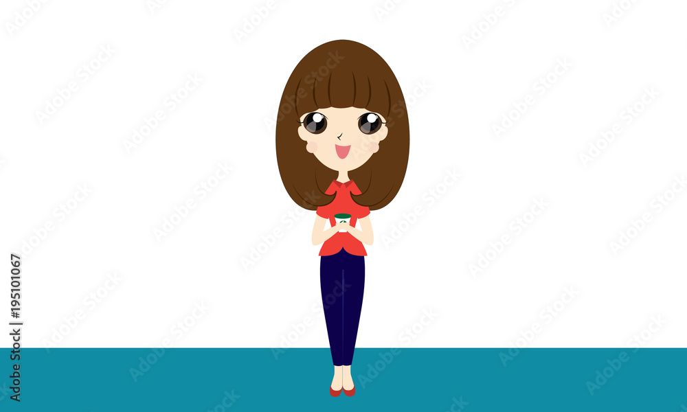 Cute working woman cartoon vector