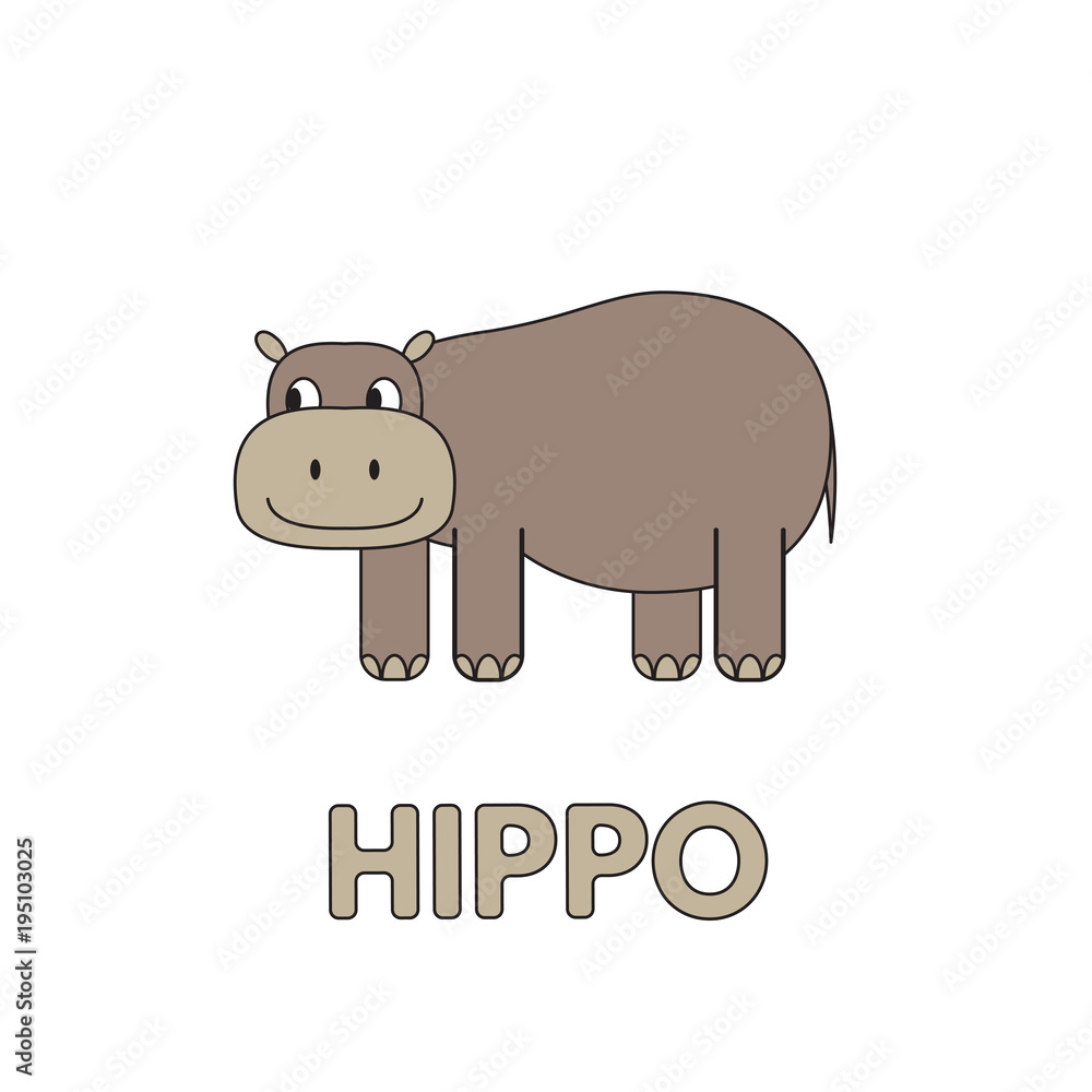 Cartoon Hippo Flashcard for Children Cartoon Hippo Flashcard for Children
