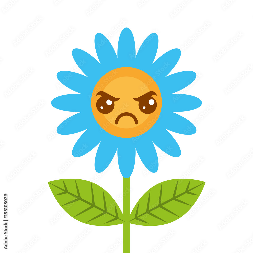 cute kawaii angry flower decoration cartoon