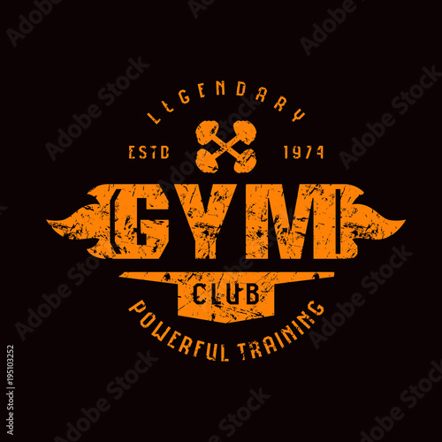 Gym club emblem. Graphic design for t-shirt