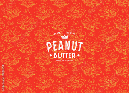 Seamless pattern and label for peanut butter