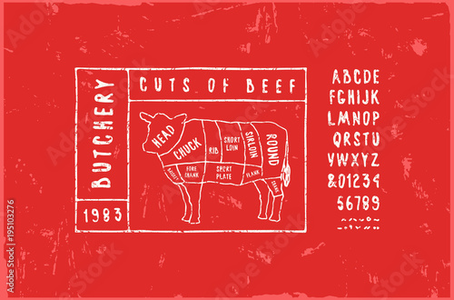 Stock vector beef cuts diagram