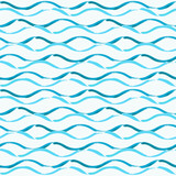 Seamless pattern with hand drawn brush waves