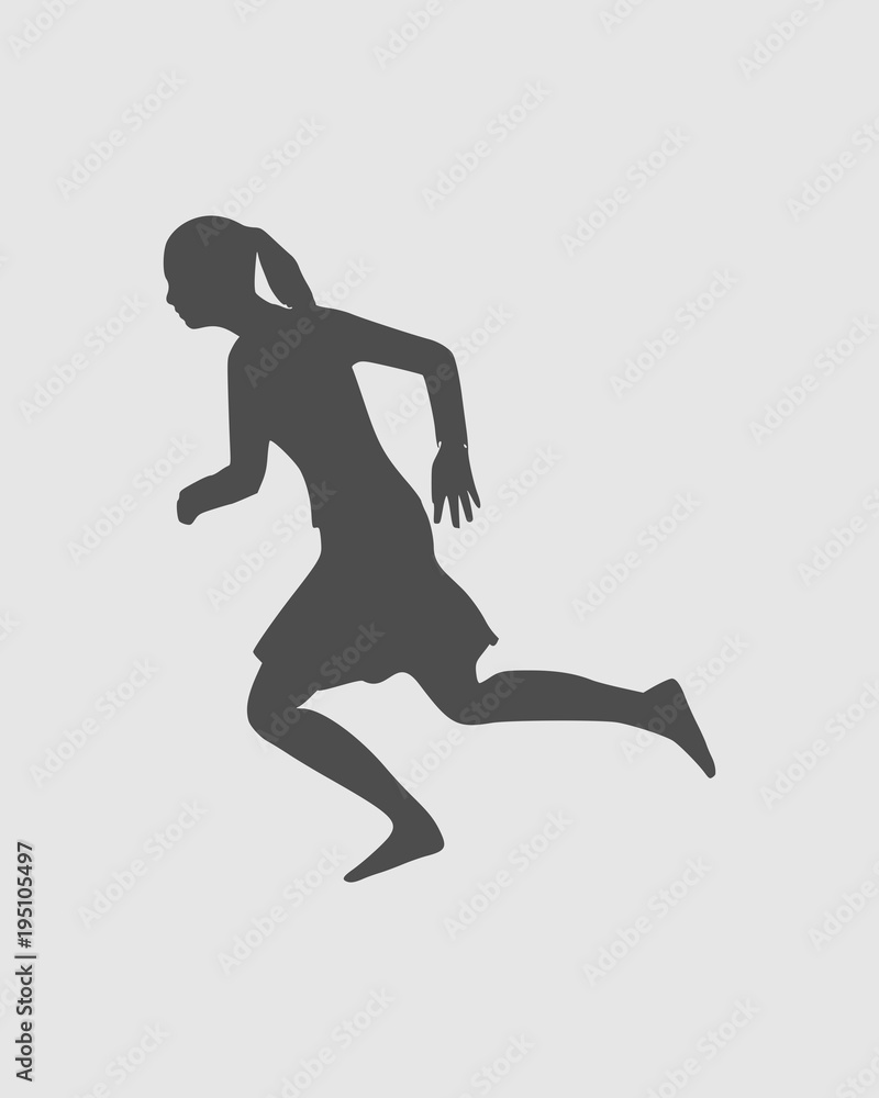 Running woman. Side view silhouette. Sport and recreation