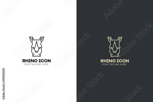 Stylized geometric Rhinoceros head illustration. Vector icon tribal rhino design.