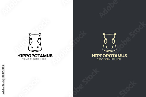 Stylized geometric Hippopotamus head illustration. Vector icon tribal hippo design.