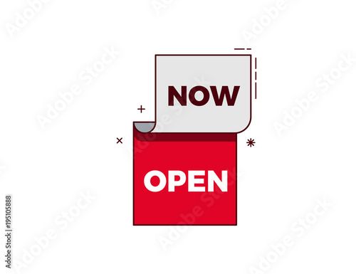 Now Open text on a trendy modern geometric design. Vector illustration template. Easy to replace text