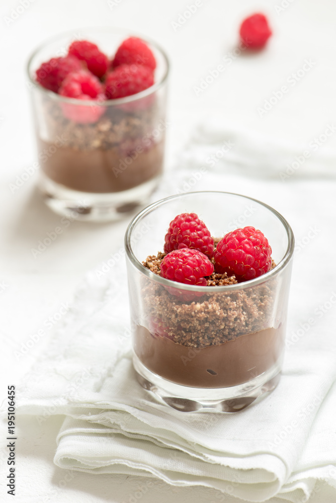 Chocolate dessert with raspberries Chocolate dessert with raspberries