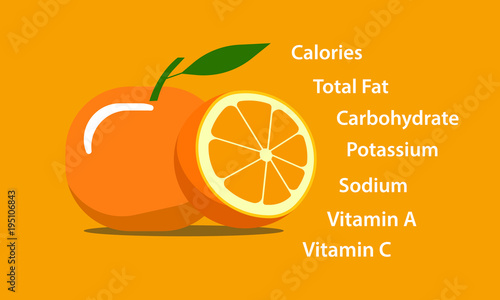 orange fresh yellow nutrition element vector graphic illustration