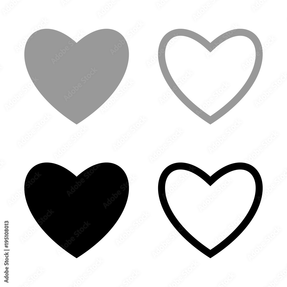 Heart set for Valentine days black and grey color Heart set for Valentine days black and grey color