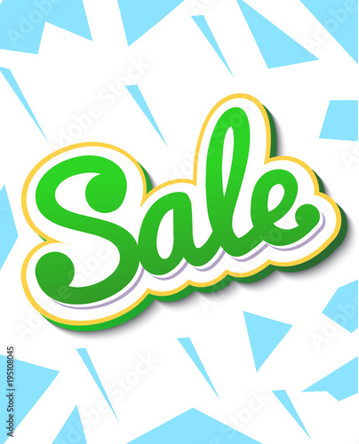 A color banner for advertising sales. Bright shards on a white background. Bulk violet text Sale. Vector illustration of spring sales.
