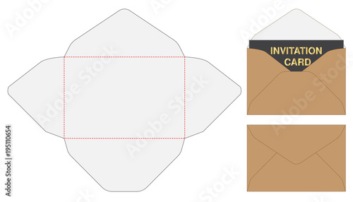 Envelope die cut mock up template Vector illustration.