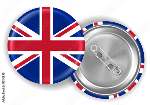 3d real England united kingdom flag brooch vector