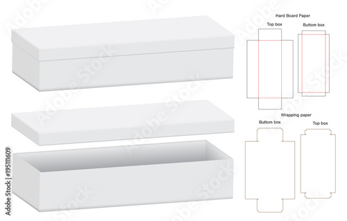 Box packaging die cut template design. 3d mock-up Vector illustration.