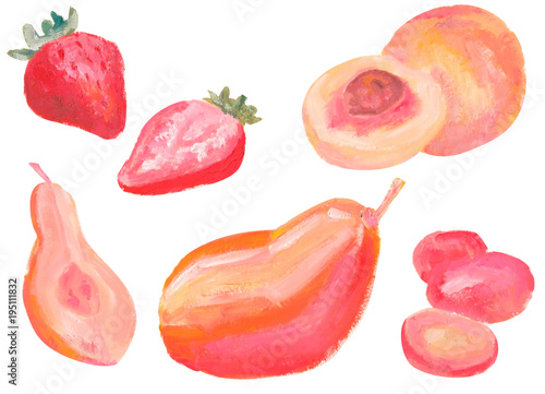 Paint set fruit.