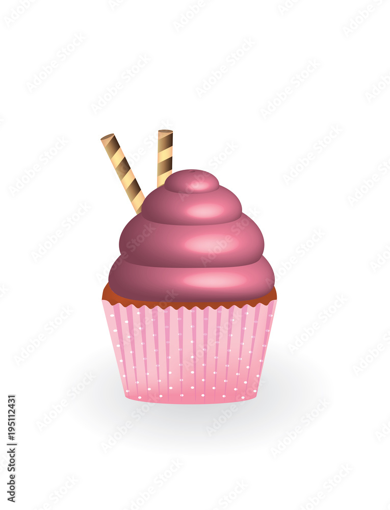 Pink cupcake, vector Pink cupcake, vector