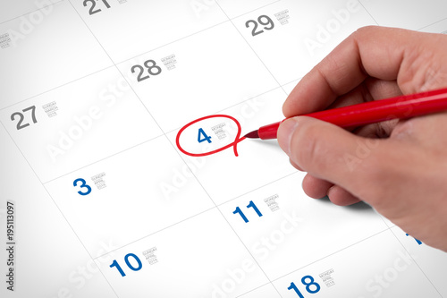 Mark on the calendar at April 4, 2016