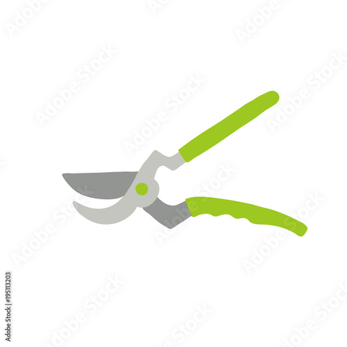 Garden pruners with green plastic handles