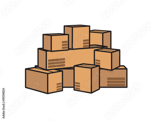 card box stack cartoon illustration , cartoon design style , designed for illustration
