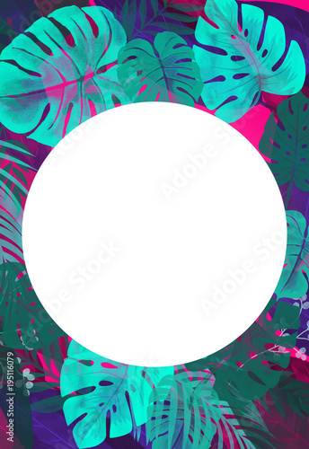 Background with tropical le...