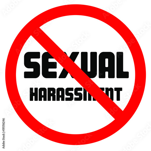 Stop sexual harassment forbidden sign negative space vector illustration