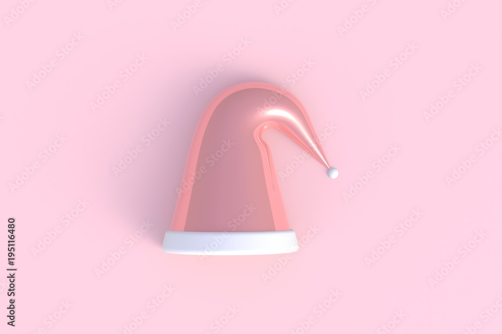 Santa hat abstract minimal pink background, 3d rendering Santa hat abstract minimal pink background, 3d rendering