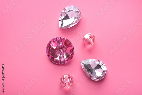 Precious stones for jewellery on color background