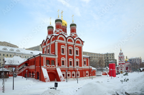 Cathedral of the icon of the Mother of God "the Sign" of the former Znamensky monastery on Varvarka street in downtown Moscow, Russia